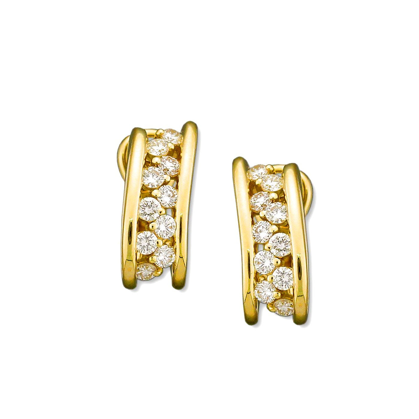 Hoops Diamond  Earrings 18Karat 20 Diamonds 1.20 TW